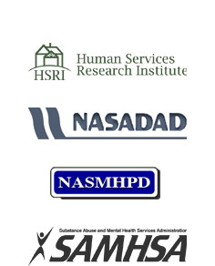 Webinar presenter logos: HSRI, NASADAD, NASMHPD, and SAMHSA.